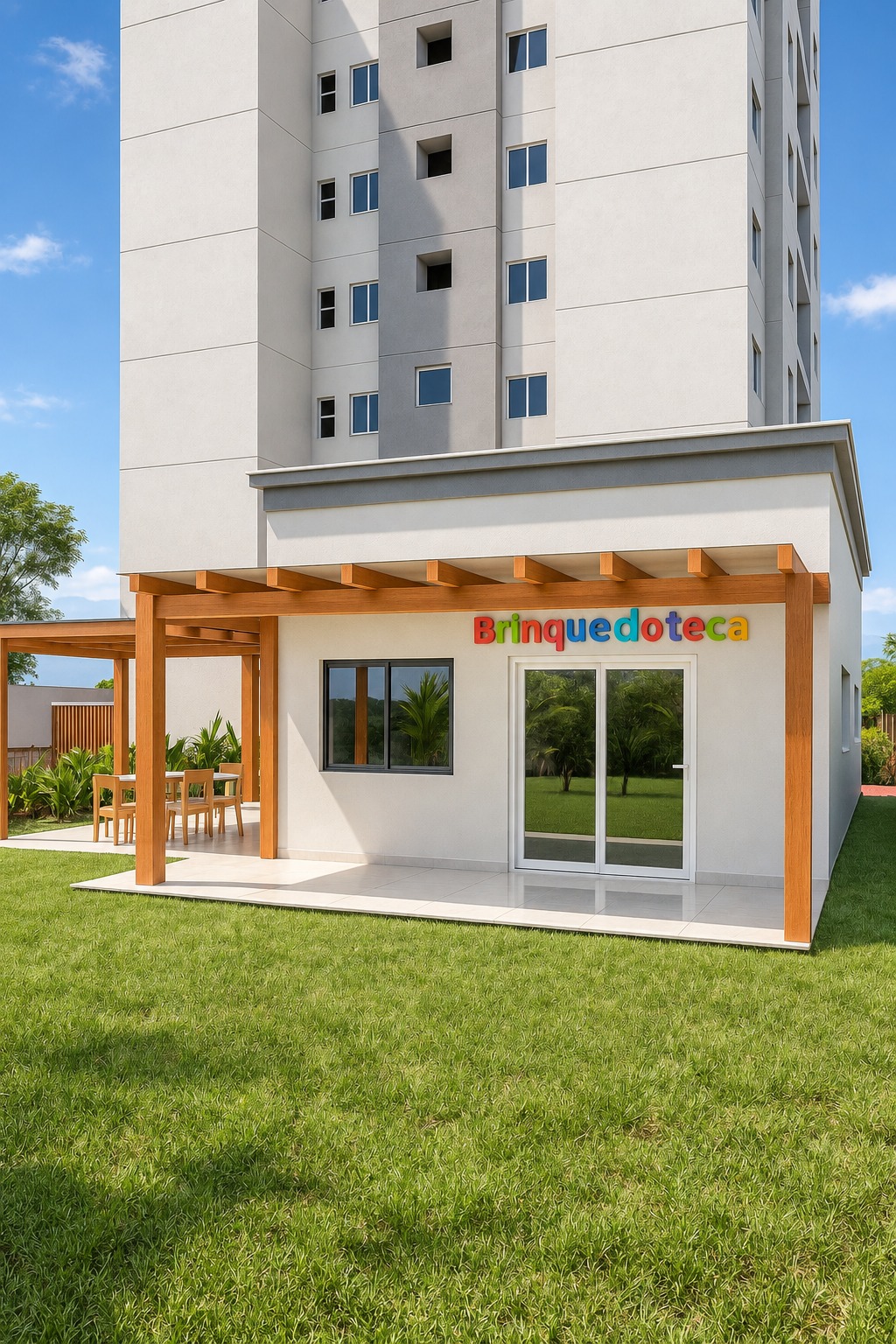 Fachada da brinquedoteca do Residencial Caribe, imagem ilustrativa.